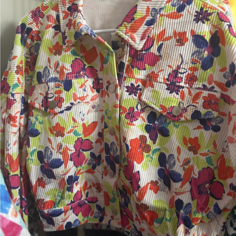 Vibrant Floral Corduroy Jacket Emily Wonder